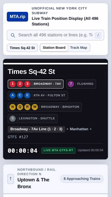 Screenshot of mta.rip
