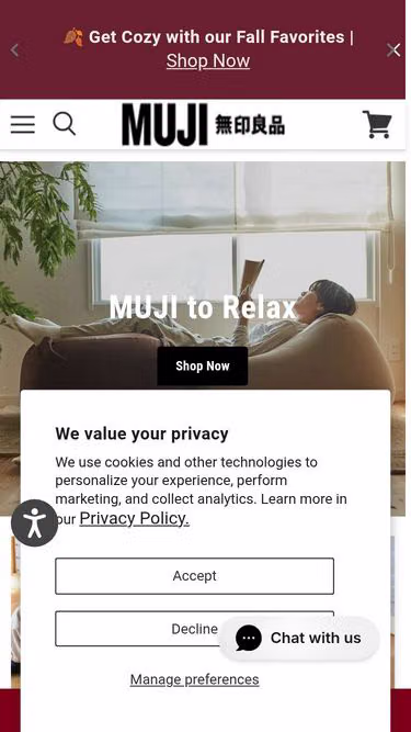 Screenshot of muji.us