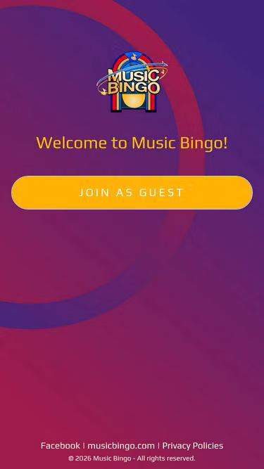 Screenshot of musicbingo.rocks