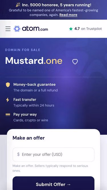 Screenshot of mustard.one