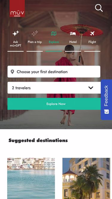 Screenshot of muv.travel