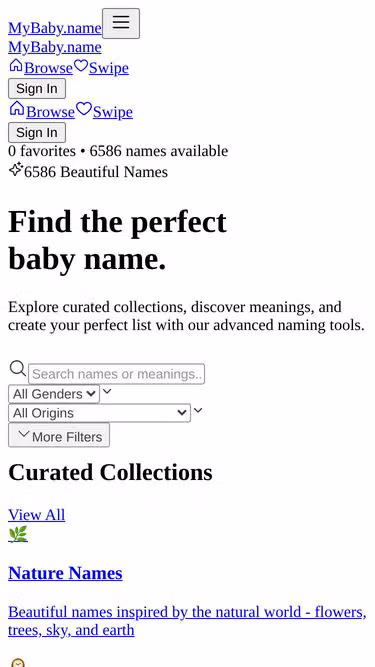 Screenshot of mybaby.name