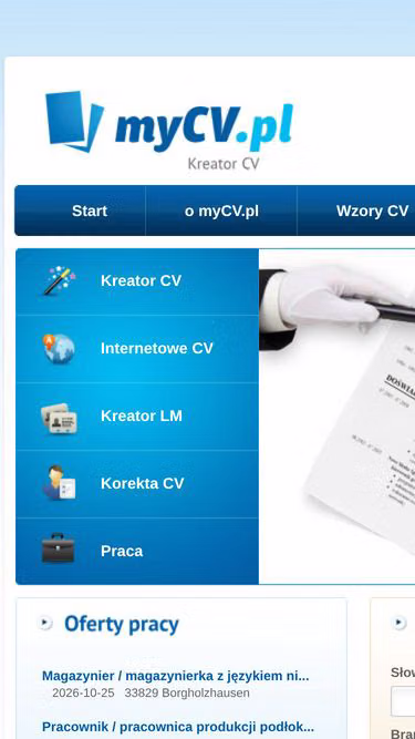 Screenshot of mycv.pl