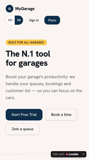 Screenshot of mygarage.no