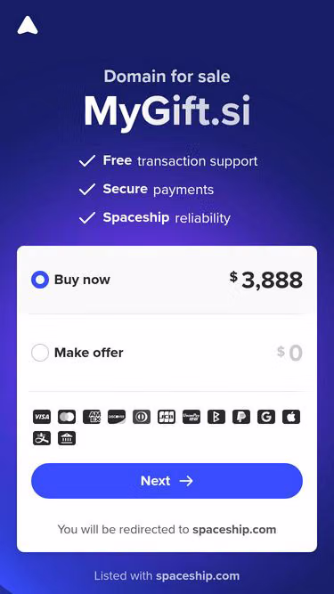 Screenshot of mygift.si