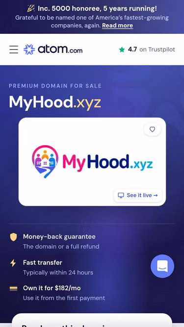 Screenshot of myhood.xyz