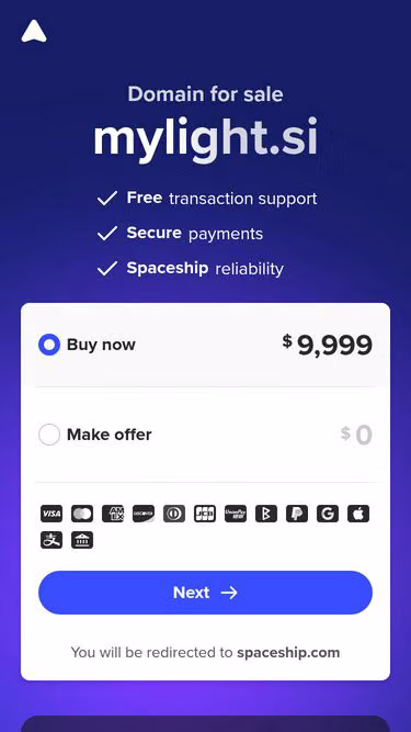Screenshot of mylight.si