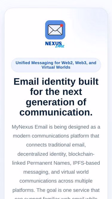 Screenshot of mynexus.email