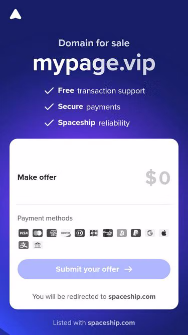 Screenshot of mypage.vip