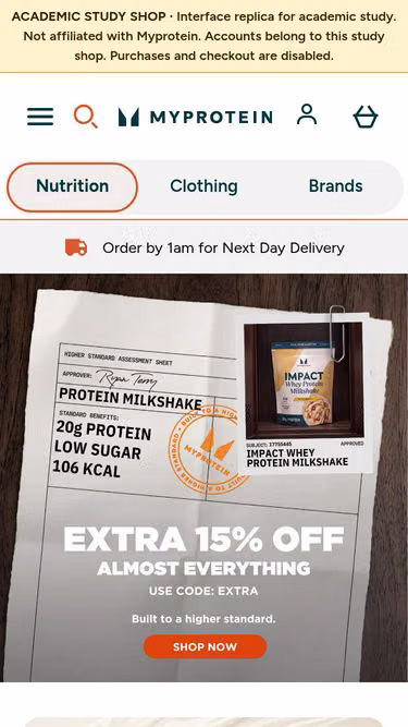Screenshot of myprotein.live