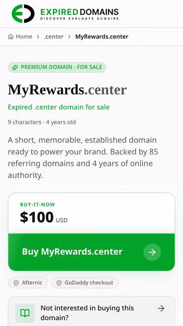 Screenshot of myrewards.center