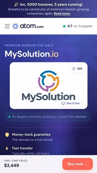 Screenshot of mysolution.io