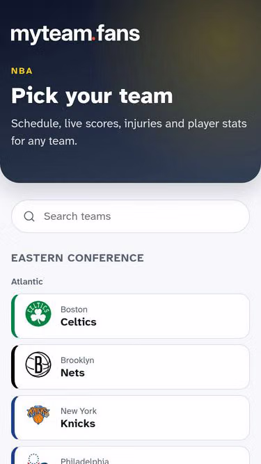 Screenshot of myteam.fans
