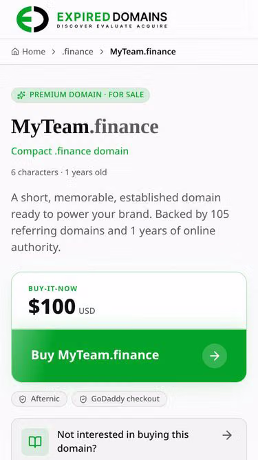 Screenshot of myteam.finance