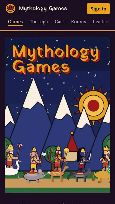 Screenshot of mythology.games