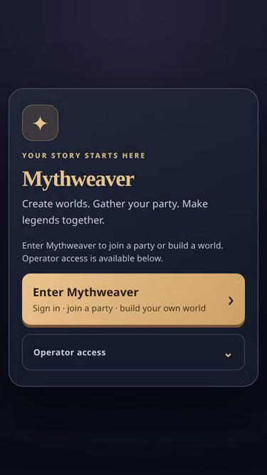 Screenshot of mythweaver.party