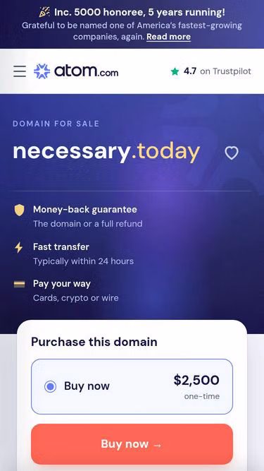 Screenshot of necessary.today