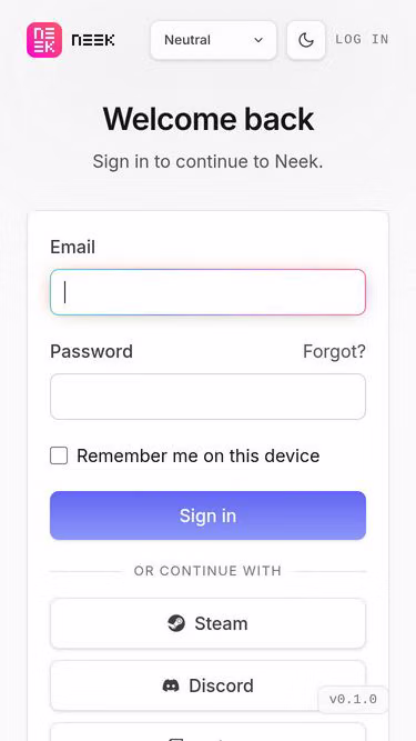 Screenshot of neek.io