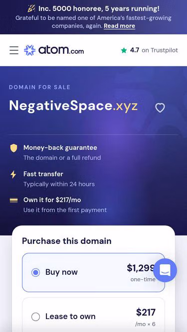Screenshot of negativespace.xyz