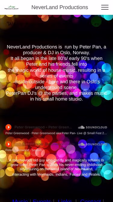 Screenshot of neverland.no