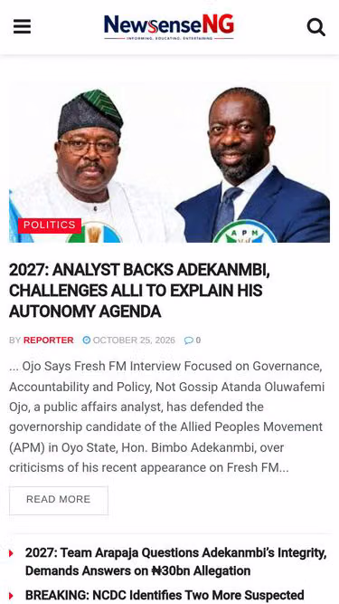 Screenshot of newsense.ng