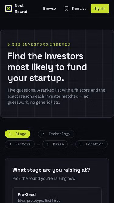 Screenshot of nextround.vc