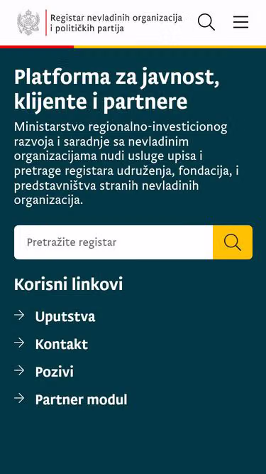 Screenshot of ngo.gov.me