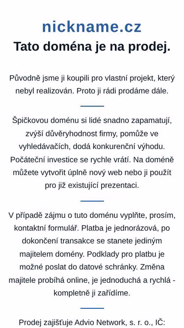 Screenshot of nickname.cz