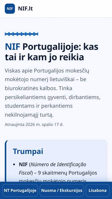 Screenshot of nif.lt