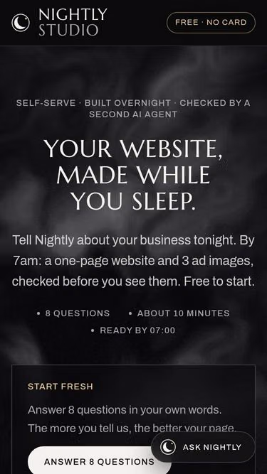 Screenshot of nightly.page