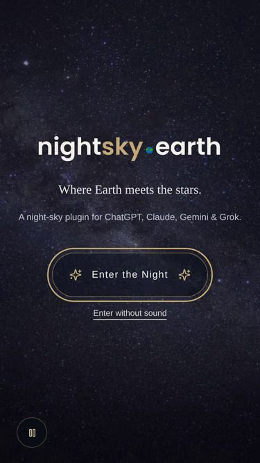 Screenshot of nightsky.earth