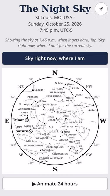 Screenshot of nightsky.info