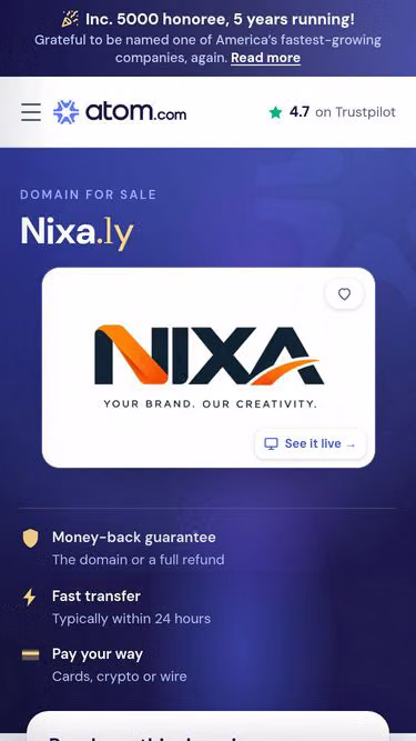Screenshot of nixa.ly