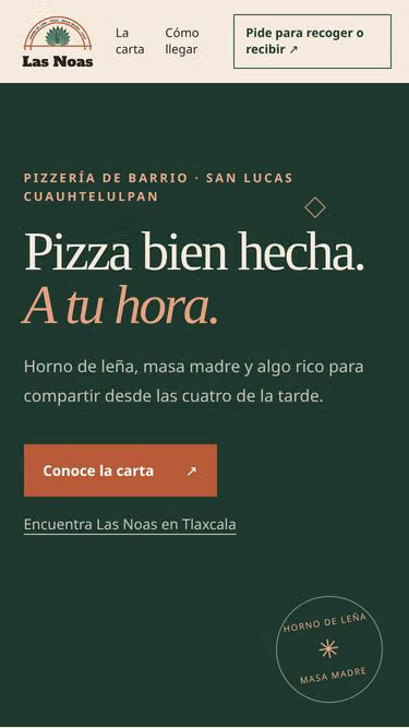 Screenshot of noas.pizza