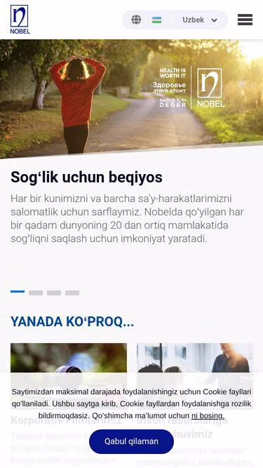Screenshot of nobel.uz