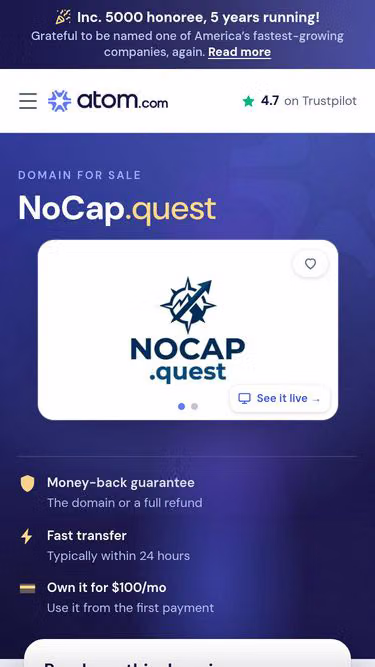 Screenshot of nocap.quest