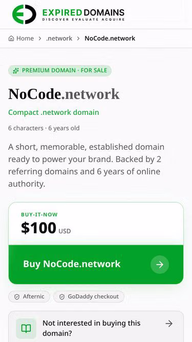 Screenshot of nocode.network