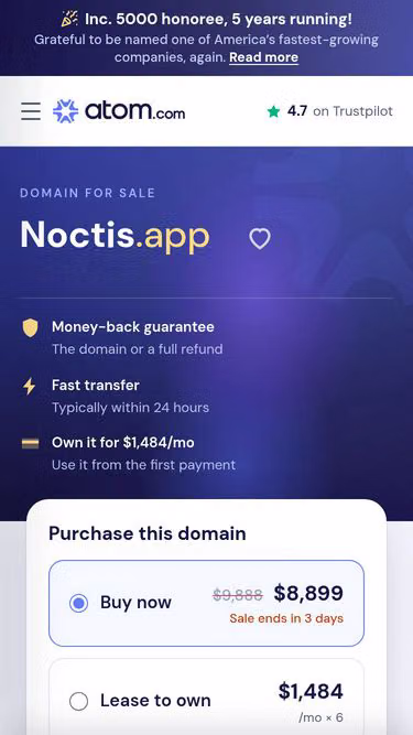 Screenshot of noctis.app