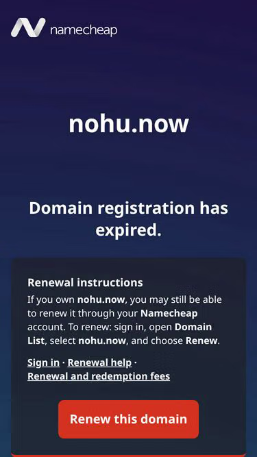 Screenshot of nohu.now