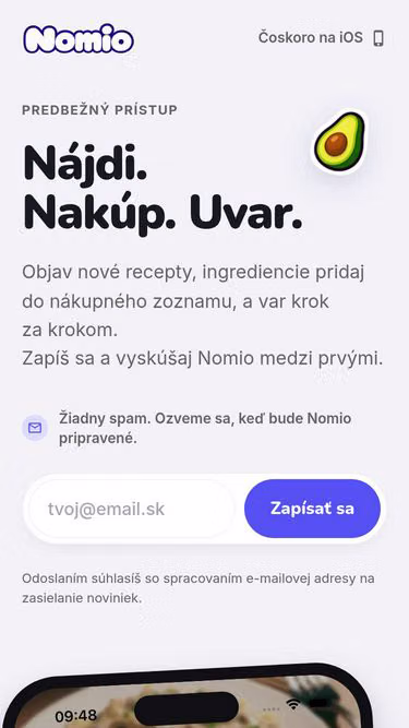 Screenshot of nomio.sk