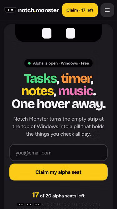 Screenshot of notch.monster