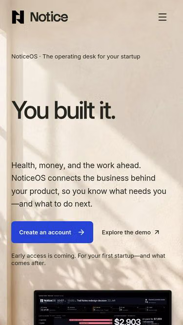 Screenshot of notice.you