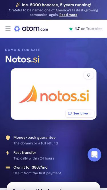 Screenshot of notos.si