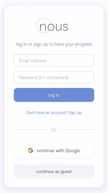 Screenshot of nous.study