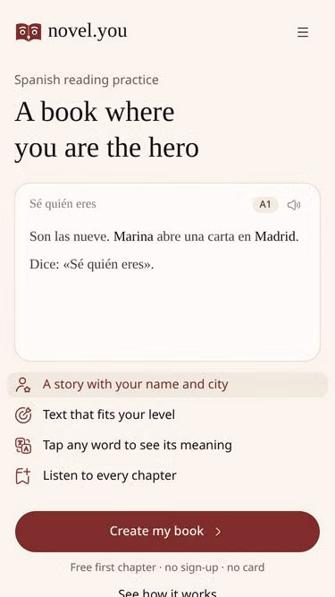 Screenshot of novel.you