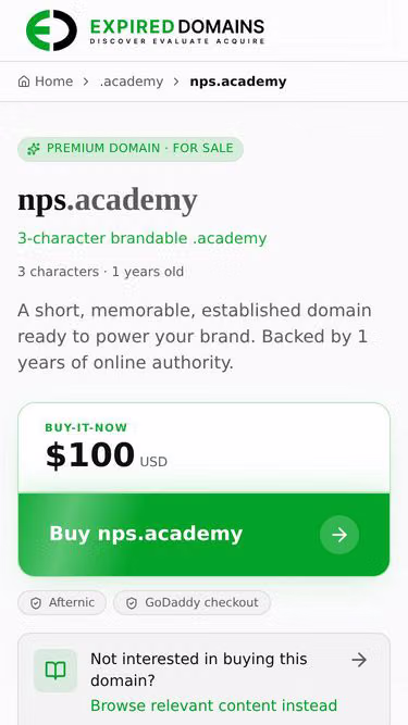 Screenshot of nps.academy