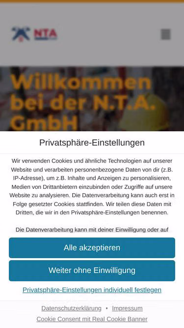 Screenshot of nta.gmbh