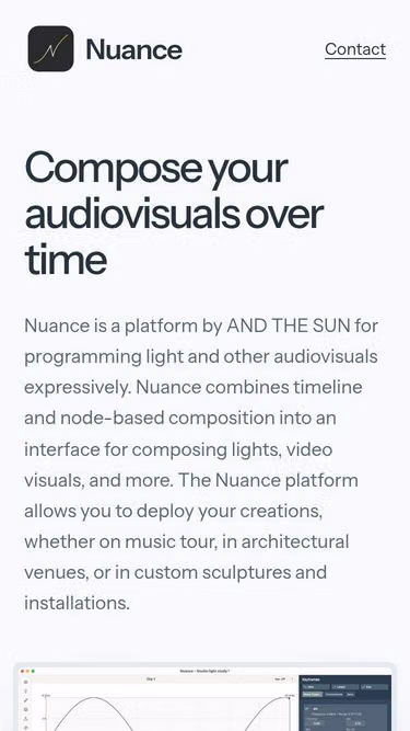 Screenshot of nuance.lighting