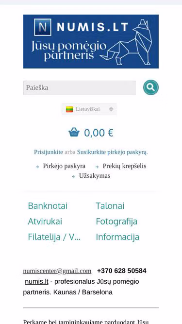 Screenshot of numis.lt