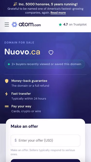 Screenshot of nuovo.ca